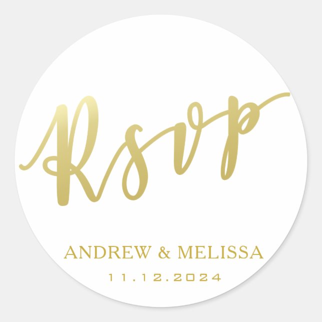 Adesivo RSVP | Vinheta de Casamento com Script de Pincel D (Frente)