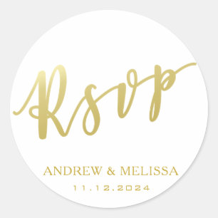 Adesivo RSVP Vinheta de Casamento com Script de Pincel D