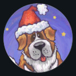 Adesivo Rua Bernard Christmas<br><div class="desc">Desfile de animais Santo festivo Bernard Dog presentes de Natal e Acessórios trazidos para você pela Imagine isso! Design apresenta a nossa arte original de uma Rua branca e marrom giro. O cão Bernard decolou para as férias com um chapéu vermelho brilhante de Papai Noel na cabeça e uma coroa...</div>