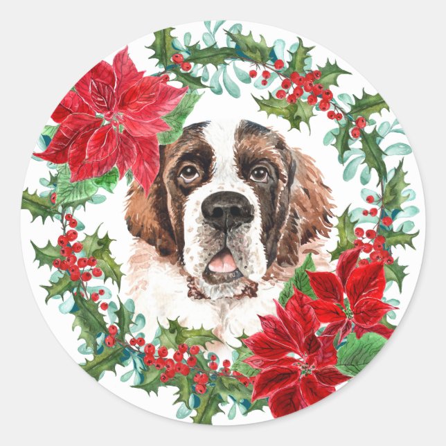 Adesivo Rua Bernard Poinsettia Holly Christmas Wreath (Frente)