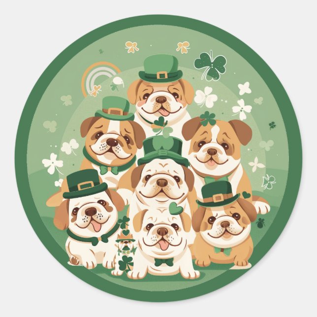 Adesivo Rua, Bulldog Inglês do Dia de Patrick (Frente)