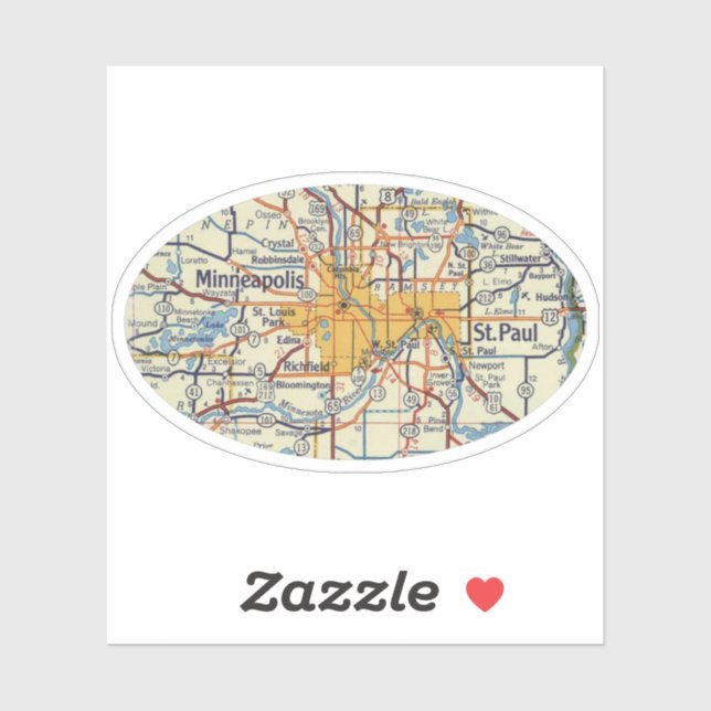 Adesivo Rua de Minneapolis. Mapa de Paul Vintage (Folha)