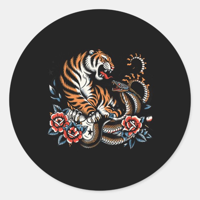 Adesivo Rua De Tatuagem De Tigre E Cobra (Frente)