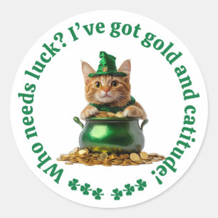 Adesivo Rua engraçada. Vinheta Gato do Dia de Patrick - Le