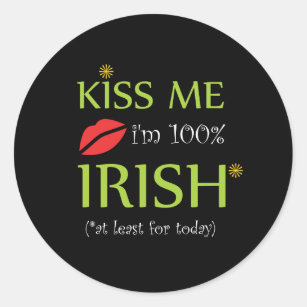 Adesivo Rua festiva "Beije-me, sou irlandês". Dia de Patri