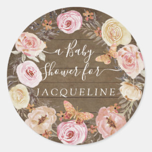 Adesivo Rua Floral Russa de Madeira Esmagada com Borboleta