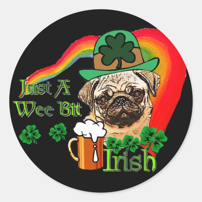 Adesivo Rua, Pug do Dia de Patrick (Frente)