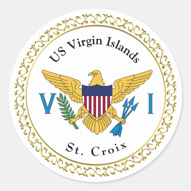 Adesivo RUA USVI Flag das Ilhas Virgens dos EUA. Croix (Frente)