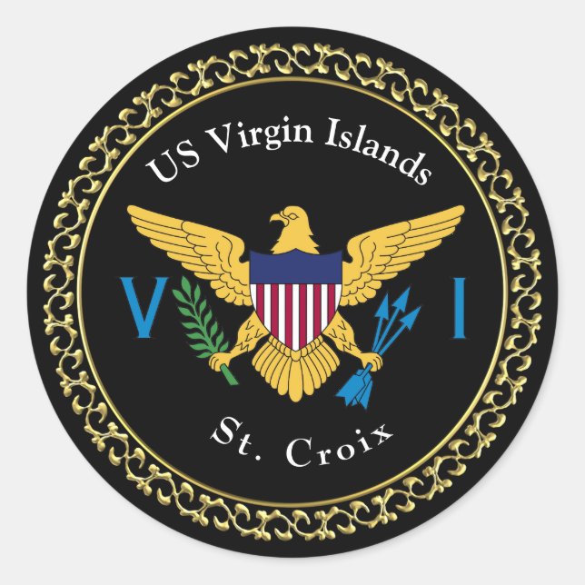 Adesivo RUA USVI Flag das Ilhas Virgens dos EUA. Croix (Frente)