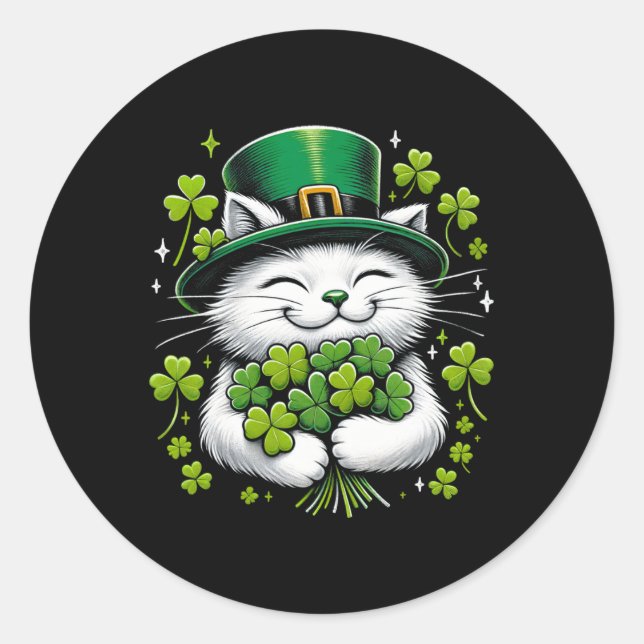 Adesivo Ruas De Roupa Do Cat Leprechaun. Dia De Patricks M (Frente)
