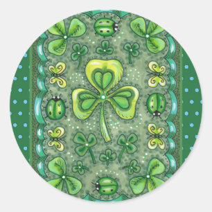 ADESIVO RUAS. PATRICK'S DAY FOLK ART SHAMROCKS N' LADYBUGS