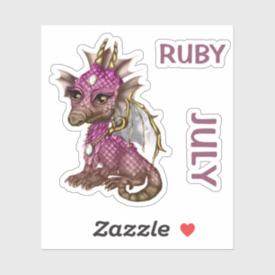 Adesivo Rubi de julho do dragão do bebê de Birthstone