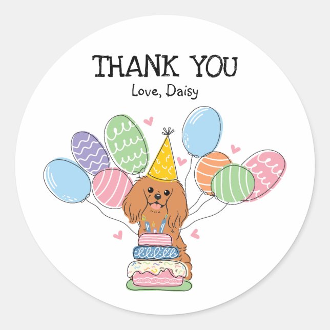 Adesivo Ruby Cavalier King Charles Spaniel Birthday (Frente)