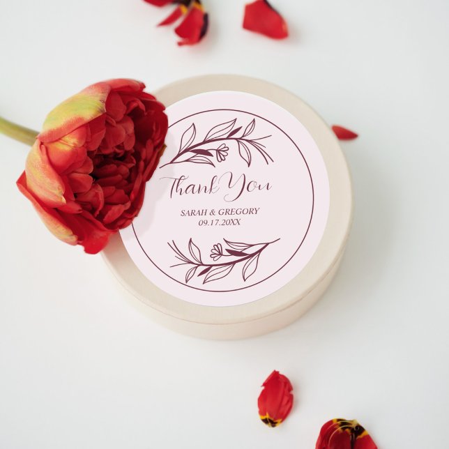 Adesivo Ruby Wine Simple Boho Obrigado Favor Do Casamento (Criador carregado)