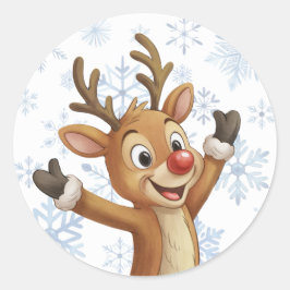Adesivo Rudolph Com Flocos de Neve Azuis