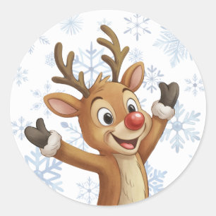 Adesivo Rudolph Com Flocos de Neve Azuis