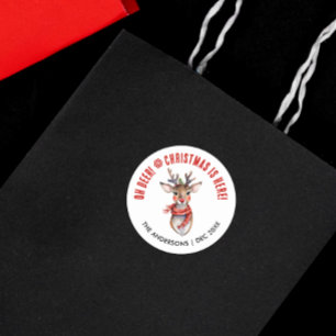 Adesivo Rudolph Reindeer, Grátis, Vermelho E Branco