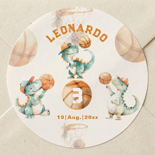 Adesivo Rugir e Marcar Basquete Dino Menino Aniversário