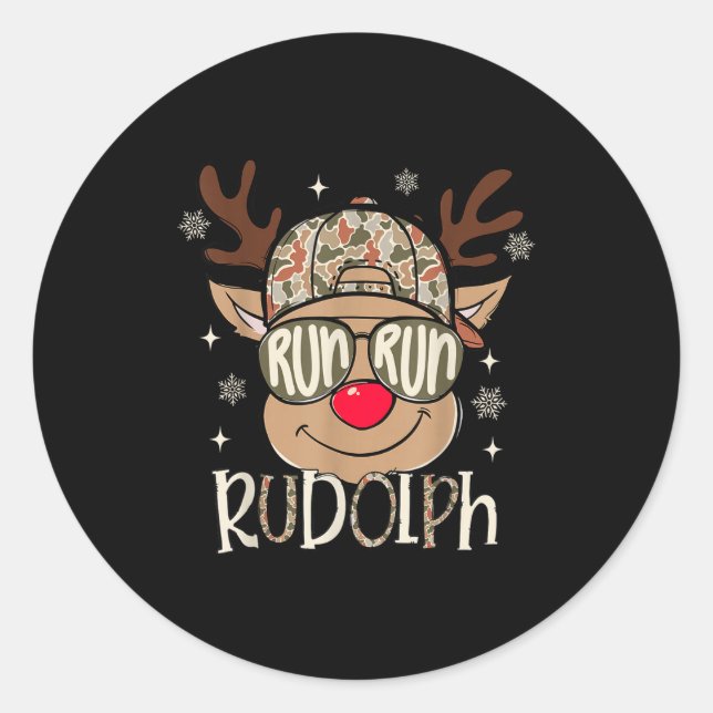 Adesivo Run Rudolph Santa's Reindeer Christmas Camo Boys T (Frente)