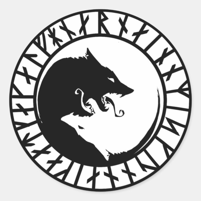 Adesivo Runic Dire Wolf viking nórdicas nórdicas (Frente)