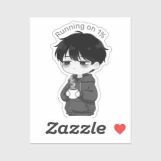 Adesivo Running on 1 Percent Relatable Chibi Coffee Illust