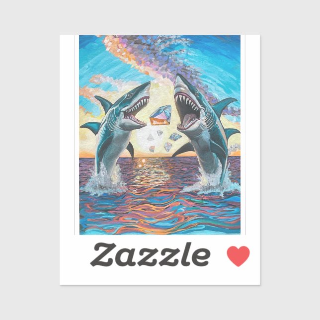 Adesivo Ruptura de tubarão-chomp para gemas brilhantes (Folha)