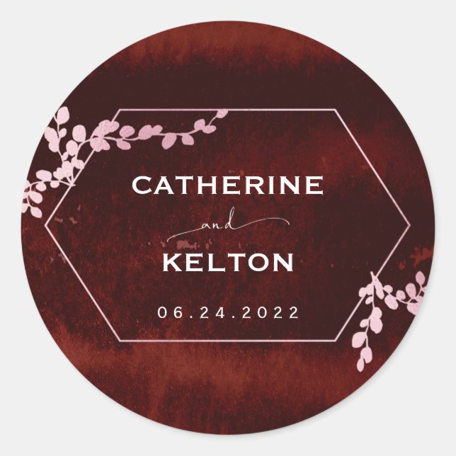 Adesivo Russo Borgonha Rosa Geométrico Floral (Frente)