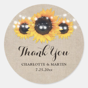 Adesivo Russo Burlap e Sunflower Obrigado Stickers
