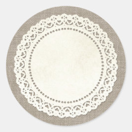Adesivo Russo Country Lace Doily em Burlap Castanho Natura