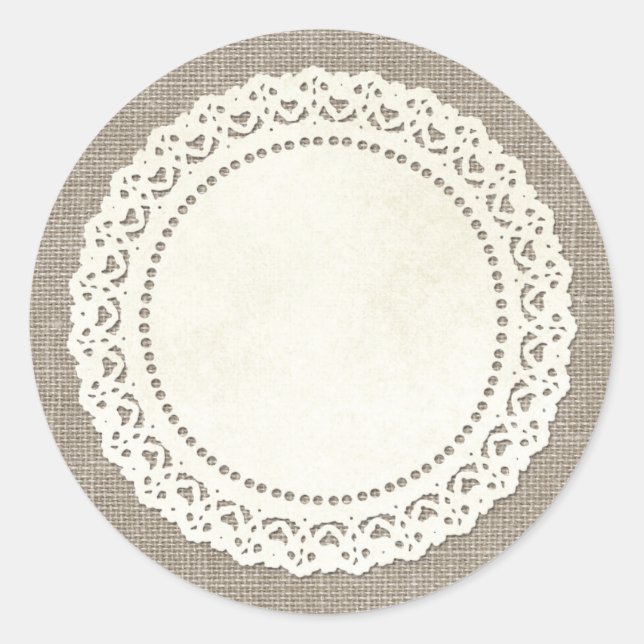 Adesivo Russo Country Lace Doily em Burlap Castanho Natura (Frente)