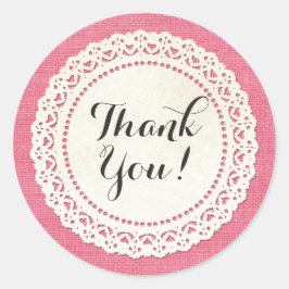 Adesivo Russo Country Lace Doily em Rosa Quente Obrigado