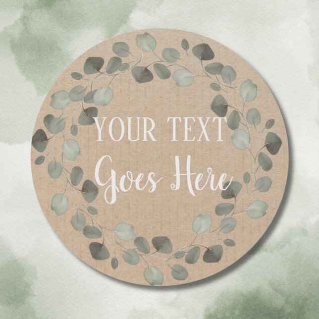 Adesivo Russo de Eucalyptus, Ficheiro Personalizado (Personalised Handmade Vintage Eucalyptus Rustic Classic Round Sticker)