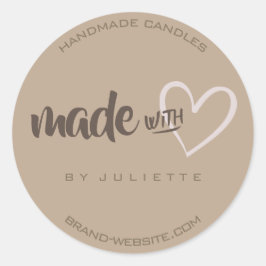 Adesivo Russo Moderno Feita com Amor Castanho Natural