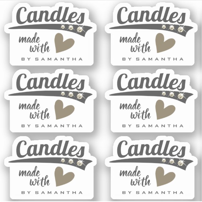 Adesivo Russo Moderno Feita com Velas de Coração Castanho (Frente)