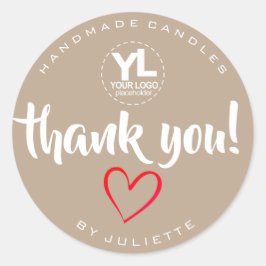 Adesivo Russo Moderno Obrigado Vermelho Coração Castanho N