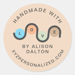 Adesivo Russo Personalizado Feita À Mão Com Amor Elegante