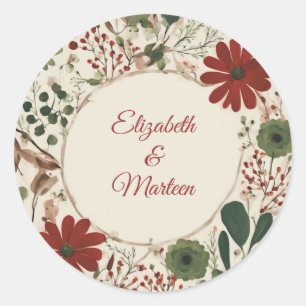 Adesivo Russo Sage Green & Burgundy Red Floral outono