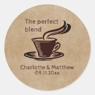 Adesivo Rustic A Xícara Perfeita de Casamento de Café
