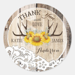 Adesivo Rustic Antlers Lace Sunflower Boho Casamento