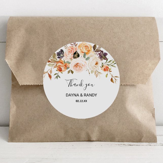 Adesivo Rustic Autumn Elegant Floral Obrigado A Favor (Criador carregado)