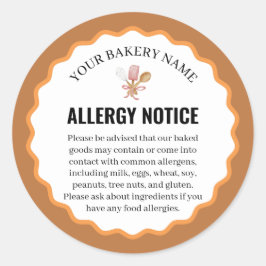 Adesivo Rustic Baking Utensils Allergy Notice Label