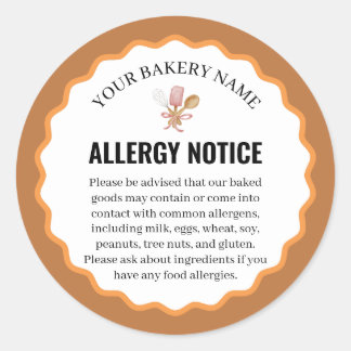 Adesivo Rustic Baking Utensils Allergy Notice Label