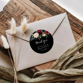 Adesivo Rustic Black Botanical Obrigado Favor De Casamento