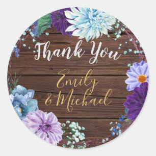Adesivo Rustic Blue Floral Obrigado A Favor Stickers