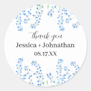 Adesivo Rustic Bluebells Blue Floral Obrigado Por