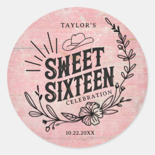Adesivo Rustic Blush Cowgirl Floral Sweet Sixteen