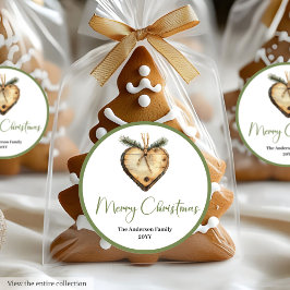 Adesivo Rustic Boho Botanical Holiday Gift Tag Round Label