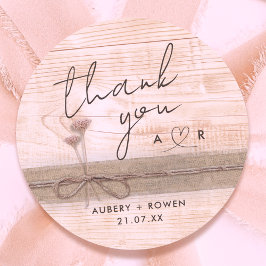 Adesivo Rustic Boho Burlap Wood Blush Wildflower Obrigado