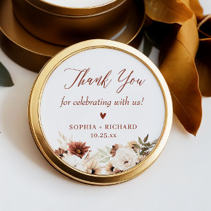 Adesivo Rustic Boho Floral Casamento Obrigado A Favor