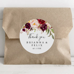 Adesivo Rustic Boho Floral Obrigado Favor De Casamento